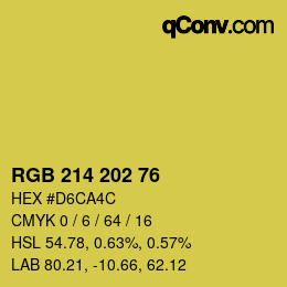 Color code: RGB 214 202 76 | qconv.com
