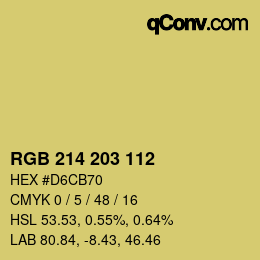 Color code: RGB 214 203 112 | qconv.com
