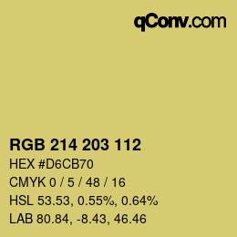 Color code: RGB 214 203 112 | qconv.com