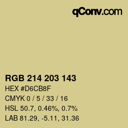 Color code: RGB 214 203 143 | qconv.com