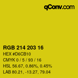 Color code: RGB 214 203 16 | qconv.com