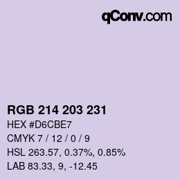 颜色代码: RGB 214 203 231 | qconv.com