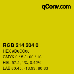 颜色代码: RGB 214 204 0 | qconv.com