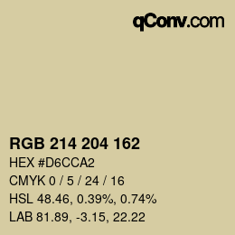 カラーコード: RGB 214 204 162 | qconv.com