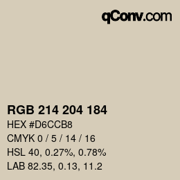カラーコード: RGB 214 204 184 | qconv.com