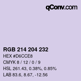 Color code: RGB 214 204 232 | qconv.com