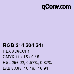 Color code: RGB 214 204 241 | qconv.com