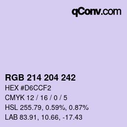 颜色代码: RGB 214 204 242 | qconv.com