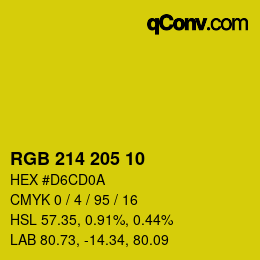 Color code: RGB 214 205 10 | qconv.com