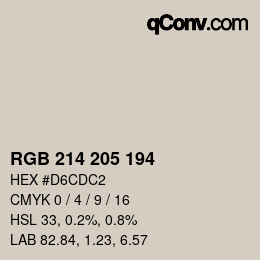カラーコード: RGB 214 205 194 | qconv.com