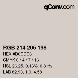 カラーコード: RGB 214 205 198 | qconv.com