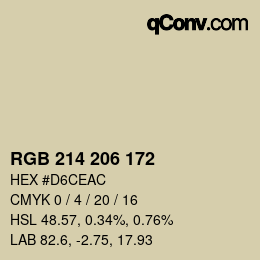 Color code: RGB 214 206 172 | qconv.com