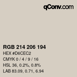 カラーコード: RGB 214 206 194 | qconv.com