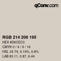 Color code: RGBA 214 206 195 1 | qconv.com