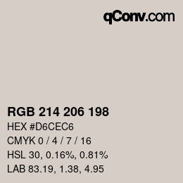 カラーコード: RGB 214 206 198 | qconv.com