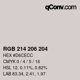 カラーコード: RGB 214 206 204 | qconv.com