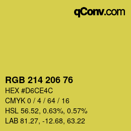 Farbcode: RGB 214 206 76 | qconv.com