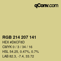 カラーコード: RGB 214 207 141 | qconv.com