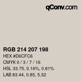 Color code: RGB 214 207 198 | qconv.com
