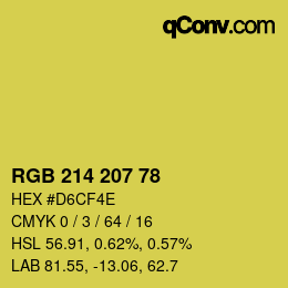 Color code: RGB 214 207 78 | qconv.com