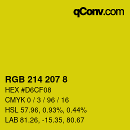 カラーコード: RGB 214 207 8 | qconv.com