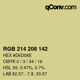 Color code: RGB 214 208 142 | qconv.com