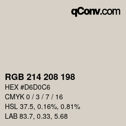 Color code: RGB 214 208 198 | qconv.com