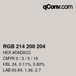 カラーコード: RGB 214 208 204 | qconv.com