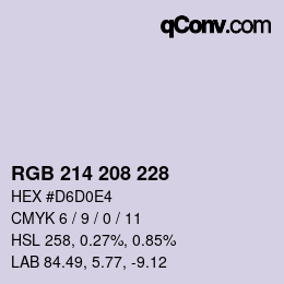 颜色代码: RGB 214 208 228 | qconv.com