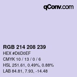 Color code: RGB 214 208 239 | qconv.com