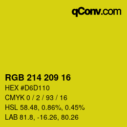 Color code: RGB 214 209 16 | qconv.com