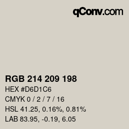 カラーコード: RGB 214 209 198 | qconv.com