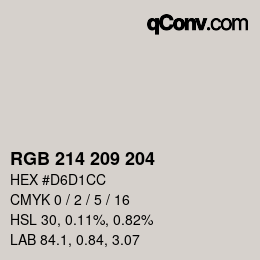 Color code: RGB 214 209 204 | qconv.com