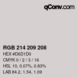 颜色代码: RGB 214 209 208 | qconv.com