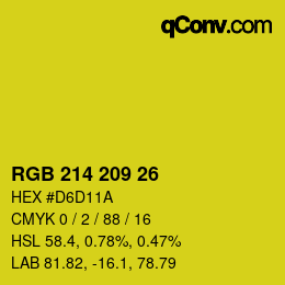 颜色代码: RGB 214 209 26 | qconv.com