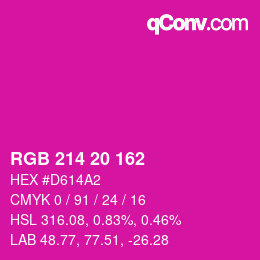 Color code: RGB 214 20 162 | qconv.com