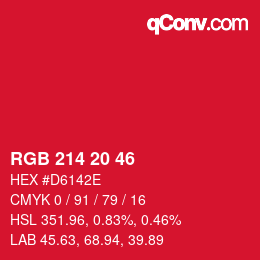 Color code: RGB 214 20 46 | qconv.com