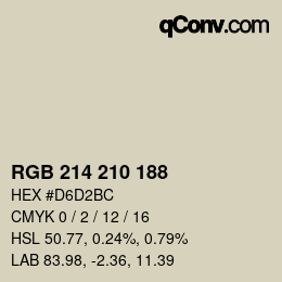 Color code: RGB 214 210 188 | qconv.com