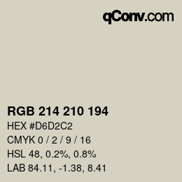 Código de color: RGB 214 210 194 | qconv.com