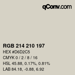 カラーコード: RGB 214 210 197 | qconv.com