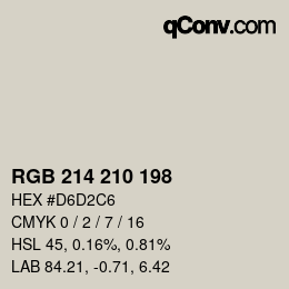 カラーコード: RGB 214 210 198 | qconv.com