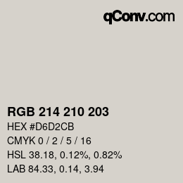 Color code: RGB 214 210 203 | qconv.com