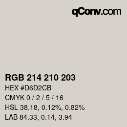 Color code: RGB 214 210 203 | qconv.com