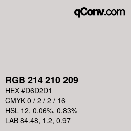 カラーコード: RGB 214 210 209 | qconv.com