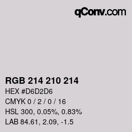 Color code: RGB 214 210 214 | qconv.com