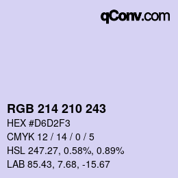 Color code: RGB 214 210 243 | qconv.com