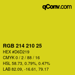 Color code: RGB 214 210 25 | qconv.com