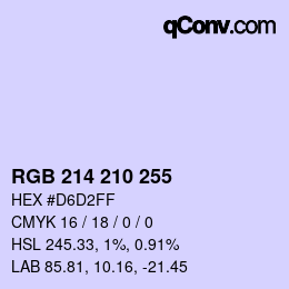 Color code: RGB 214 210 255 | qconv.com