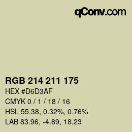 Color code: RGB 214 211 175 | qconv.com