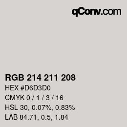 Color code: RGB 214 211 208 | qconv.com